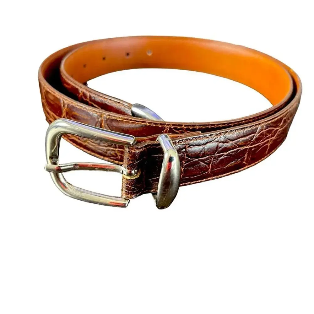 Italian Snake Embossed Split Leather Belt, Career, Office, Travel, Size 36